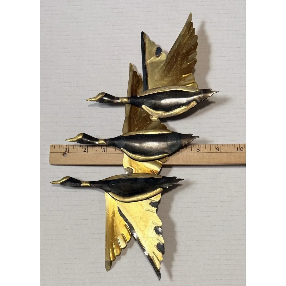 Vintage 60s Metal Wall Art Flying Geese Mid Century Modern MCM - Set of
